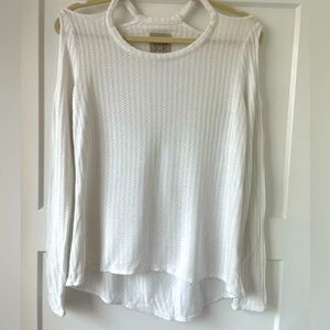 Chasor waffled off shoulder long sleeve, White, size small